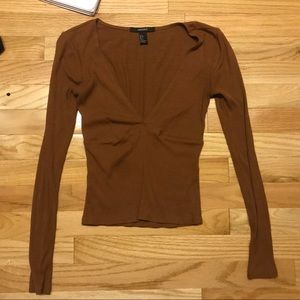 Tight, ribbed, long-sleeve cotton tee